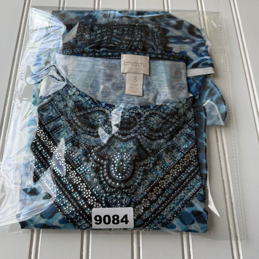 Chico's blue leopard print shawl blouse size XL - Picture 10 of 10
